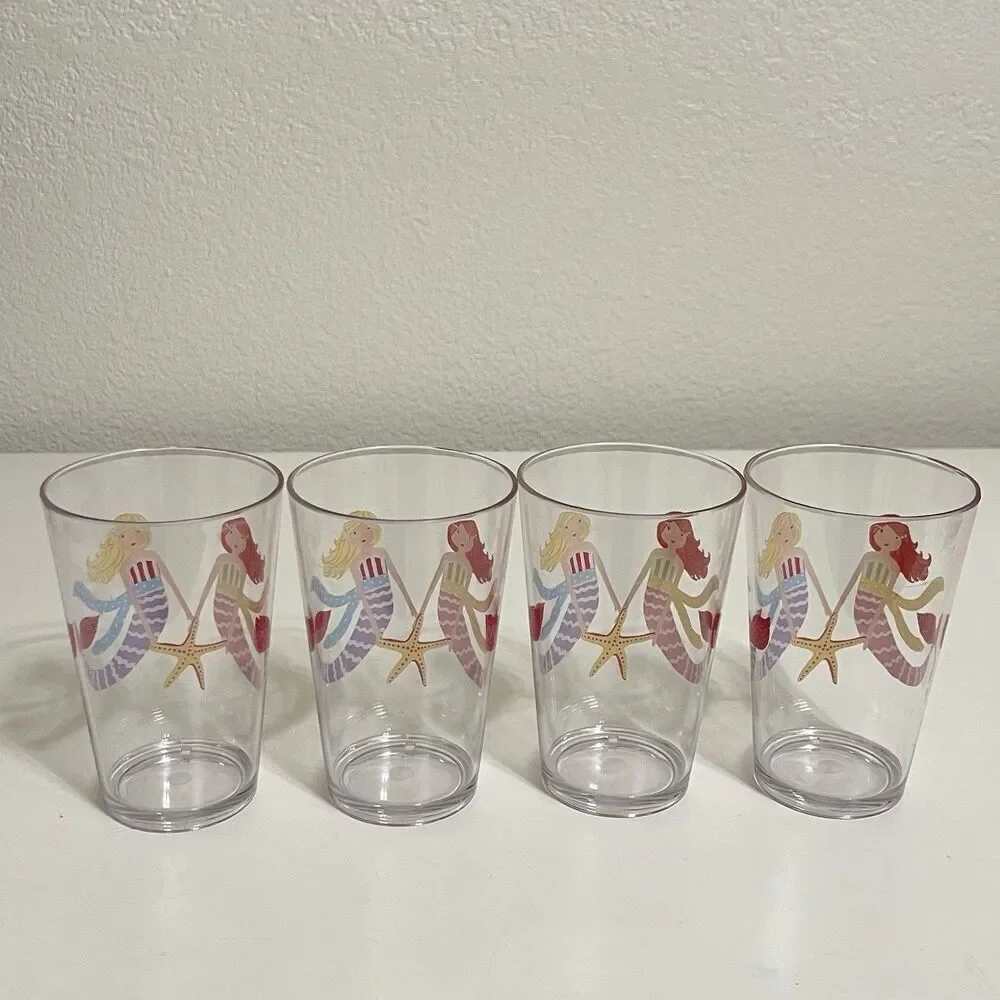 Pottery Barn Kids Mermaid Melamine Plates and Cups Lot